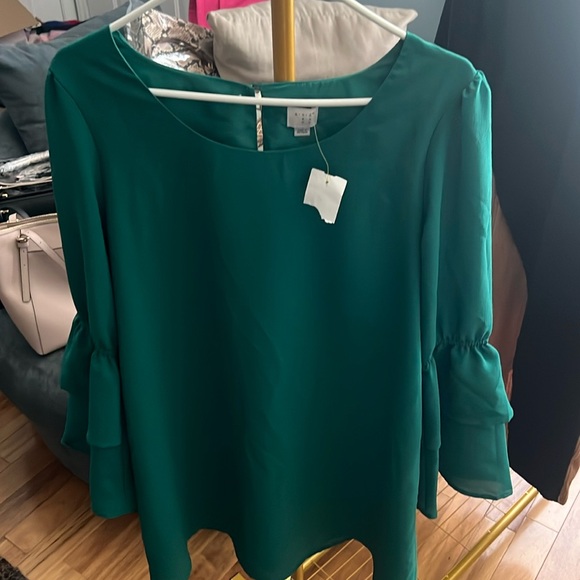 A new day dress medium, layered bell sleeves. Green. EUC - Picture 1 of 7